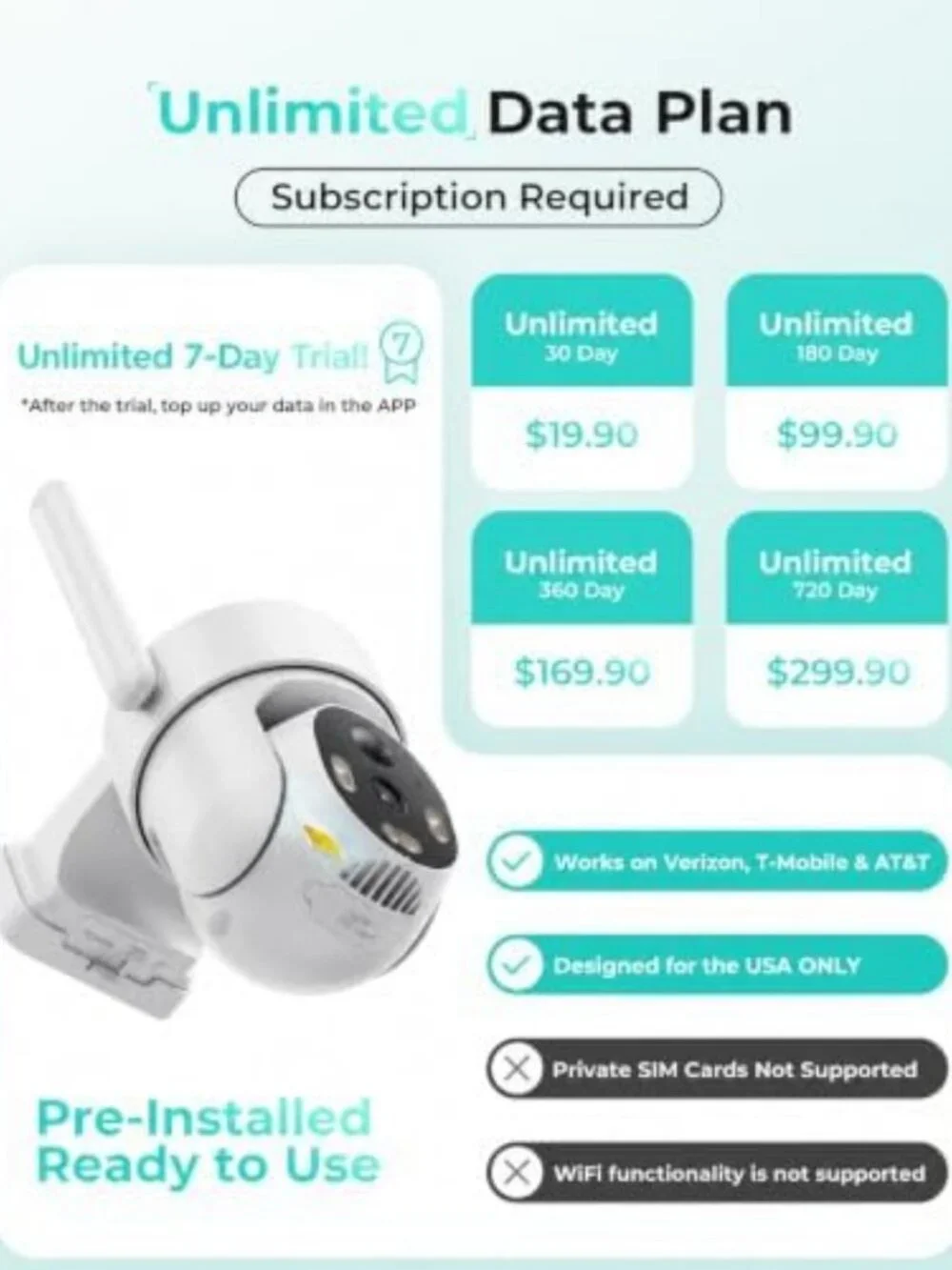 2 Pack Outdoor Cellular Security Cameras - No WiFi, Motion Detection, Night
